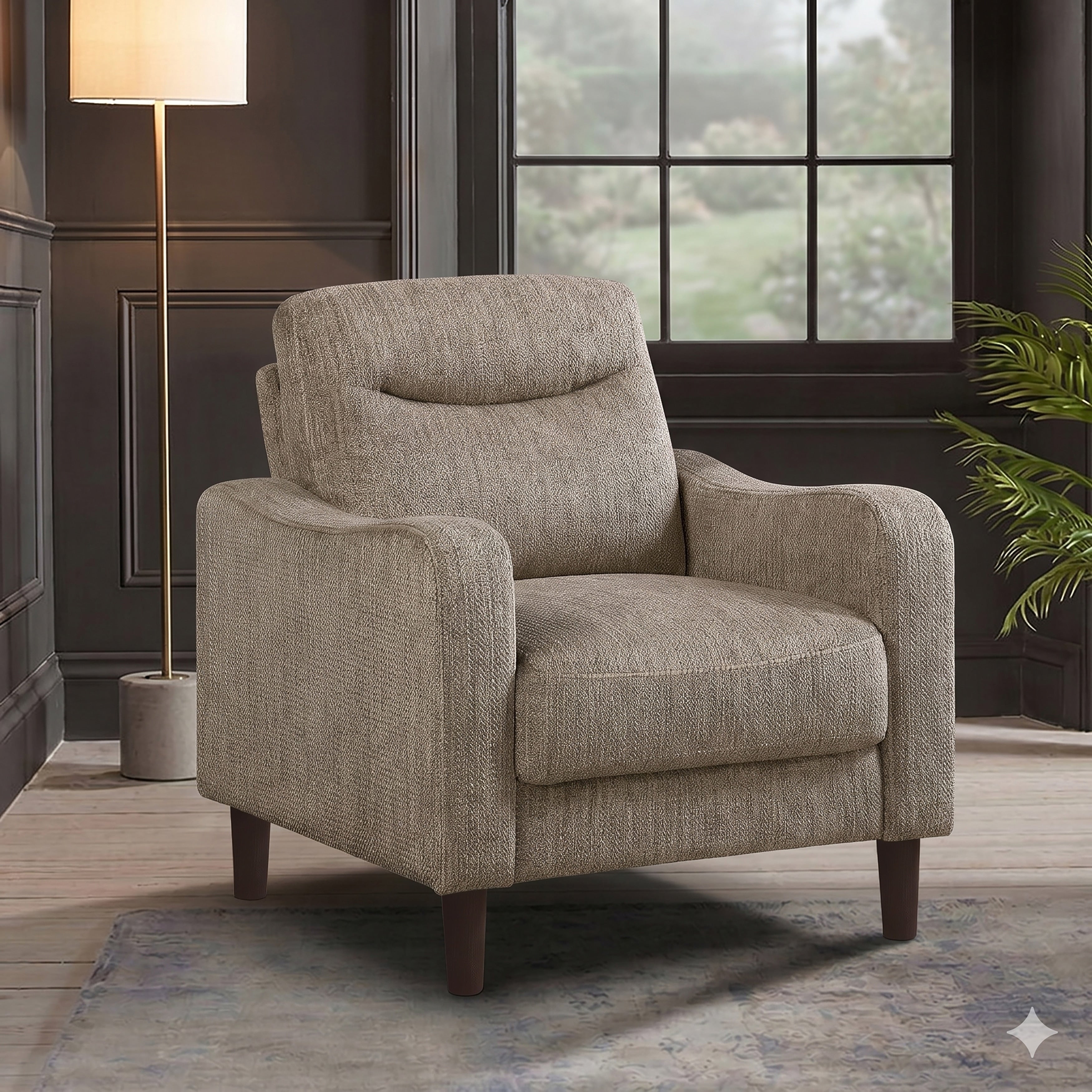 Ellery 32 Chenille Living Room Chair With Brown Faux Wood Feet