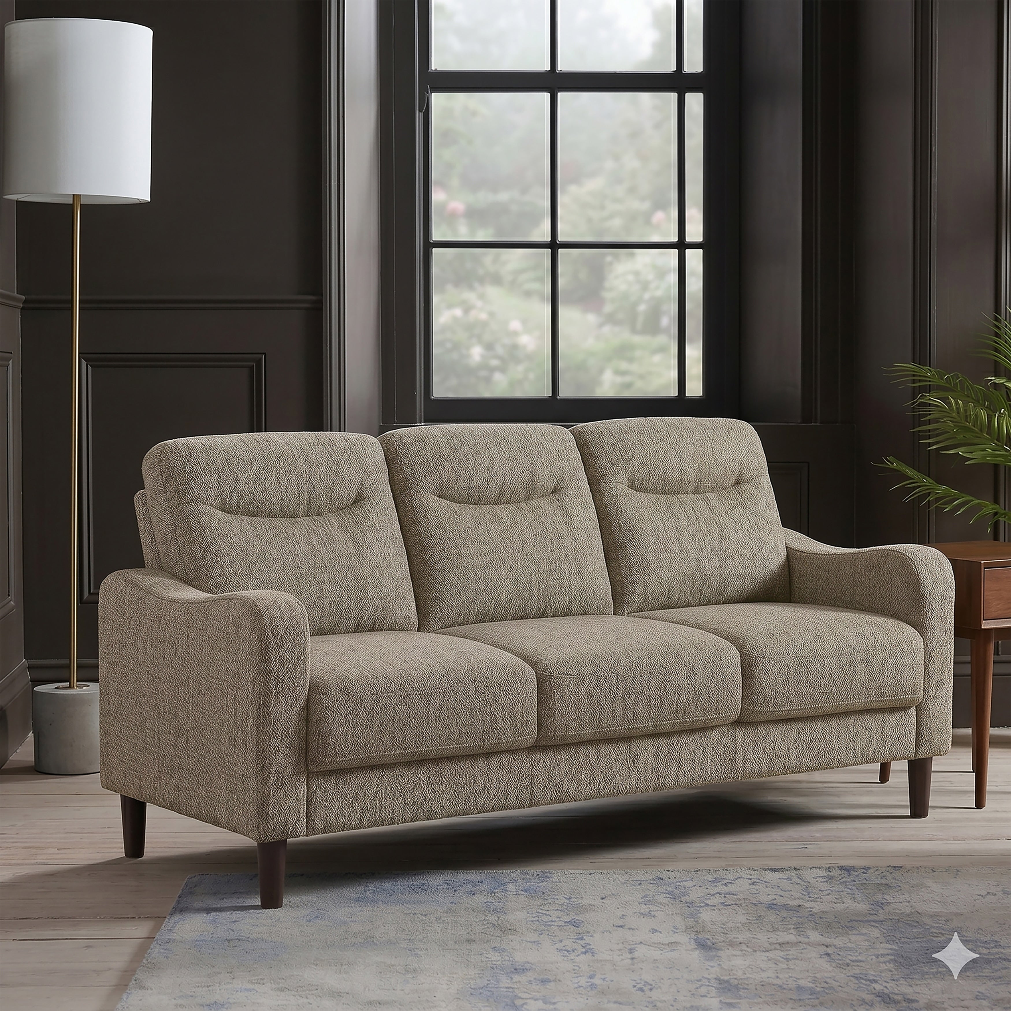 Ellery 76.5 Chenille Living Room Sofa With Brown Faux Wood Feet
