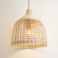 Ellie Rattan Pendant Light Medium Natural Brown Dome 1 Light Handwoven Hanging Light For Kitchen Island Dining Room Bedroom