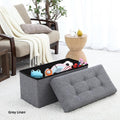 Ellington Home Foldable Tufted Linen Large Storage Ottoman Bench Foot Rest Stool