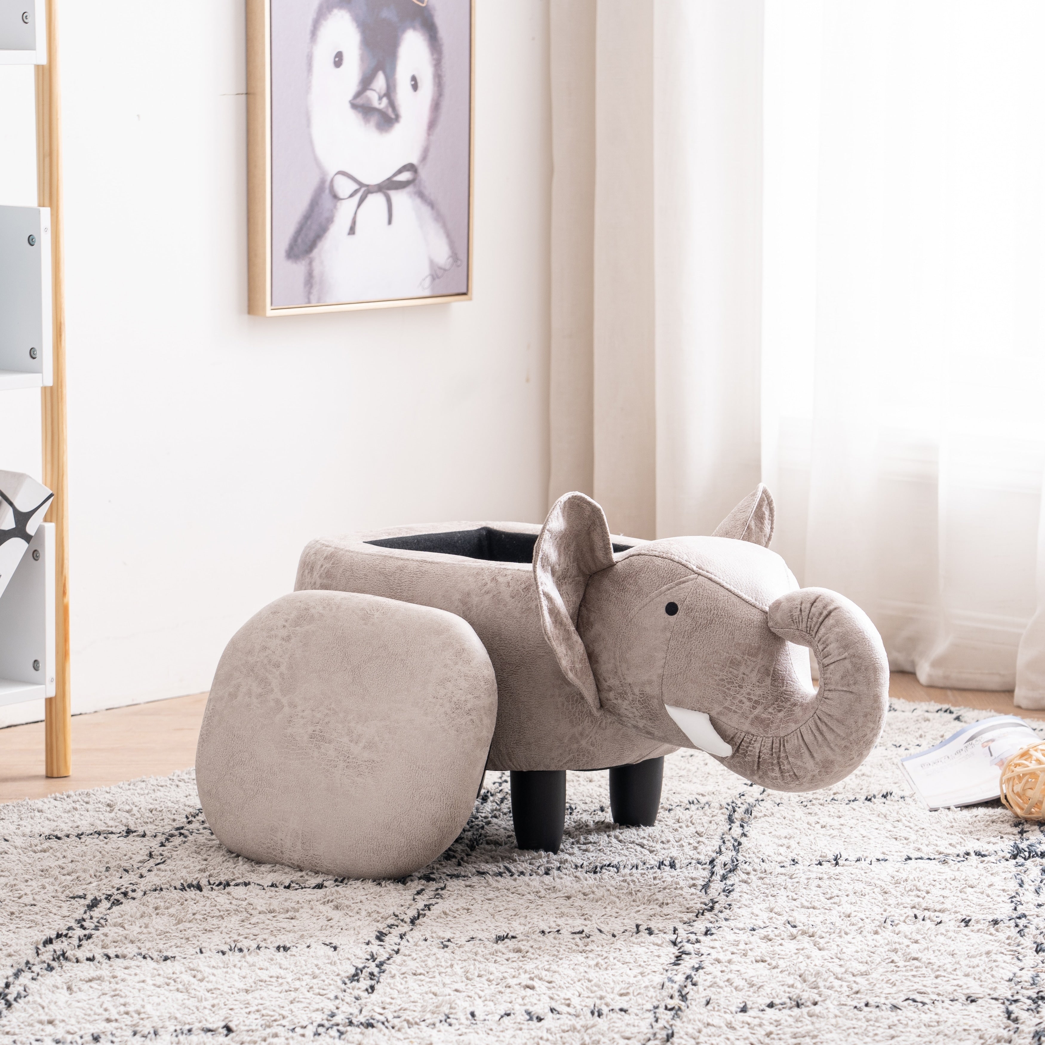 Elliot The Elephant Storage Upholstered Kids Ottoman