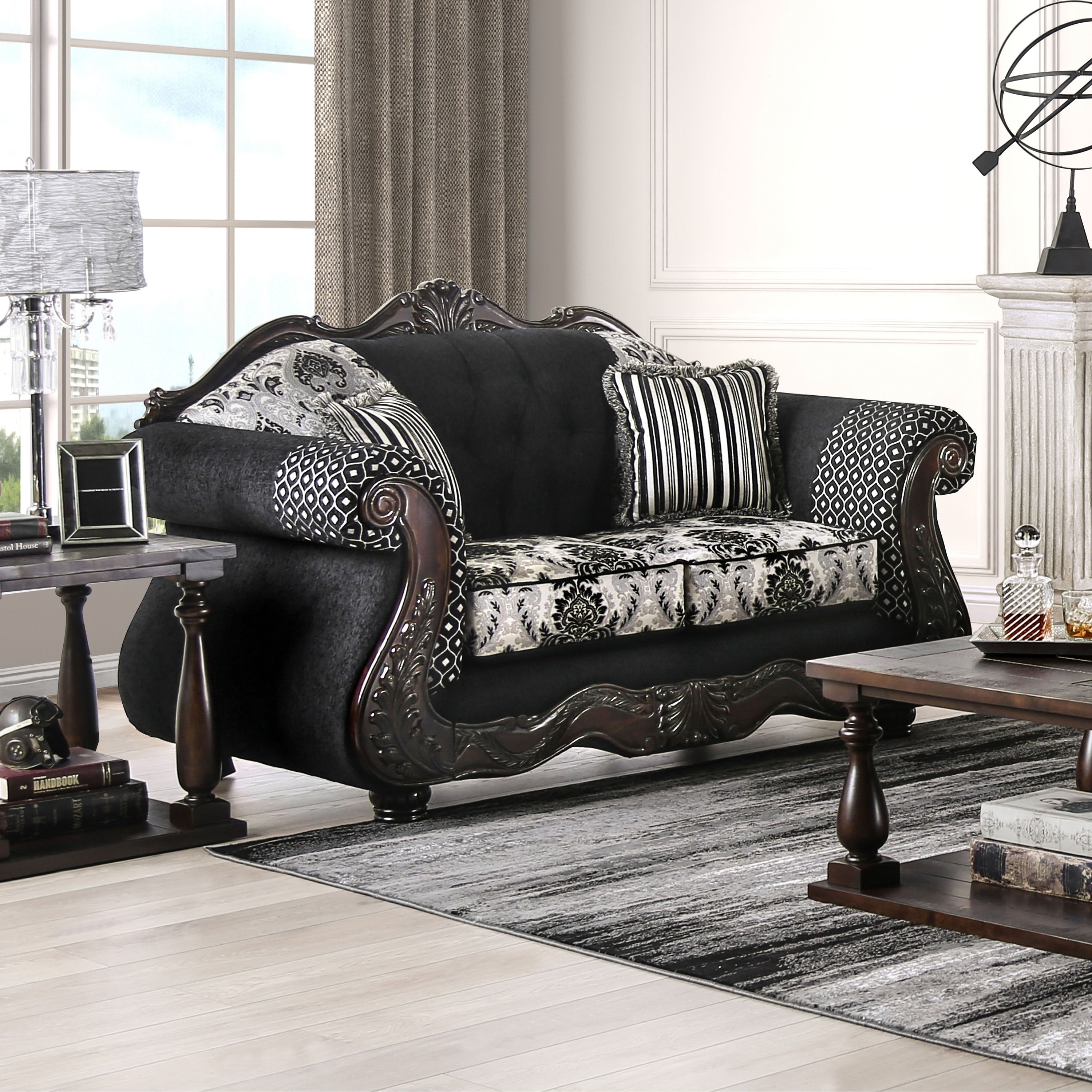 Elliott Traditional Dark Brown Loveseat By Foa