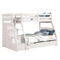 Ellon Twin Over Full Bunk Bed Trundle White Wood Storage Drawers