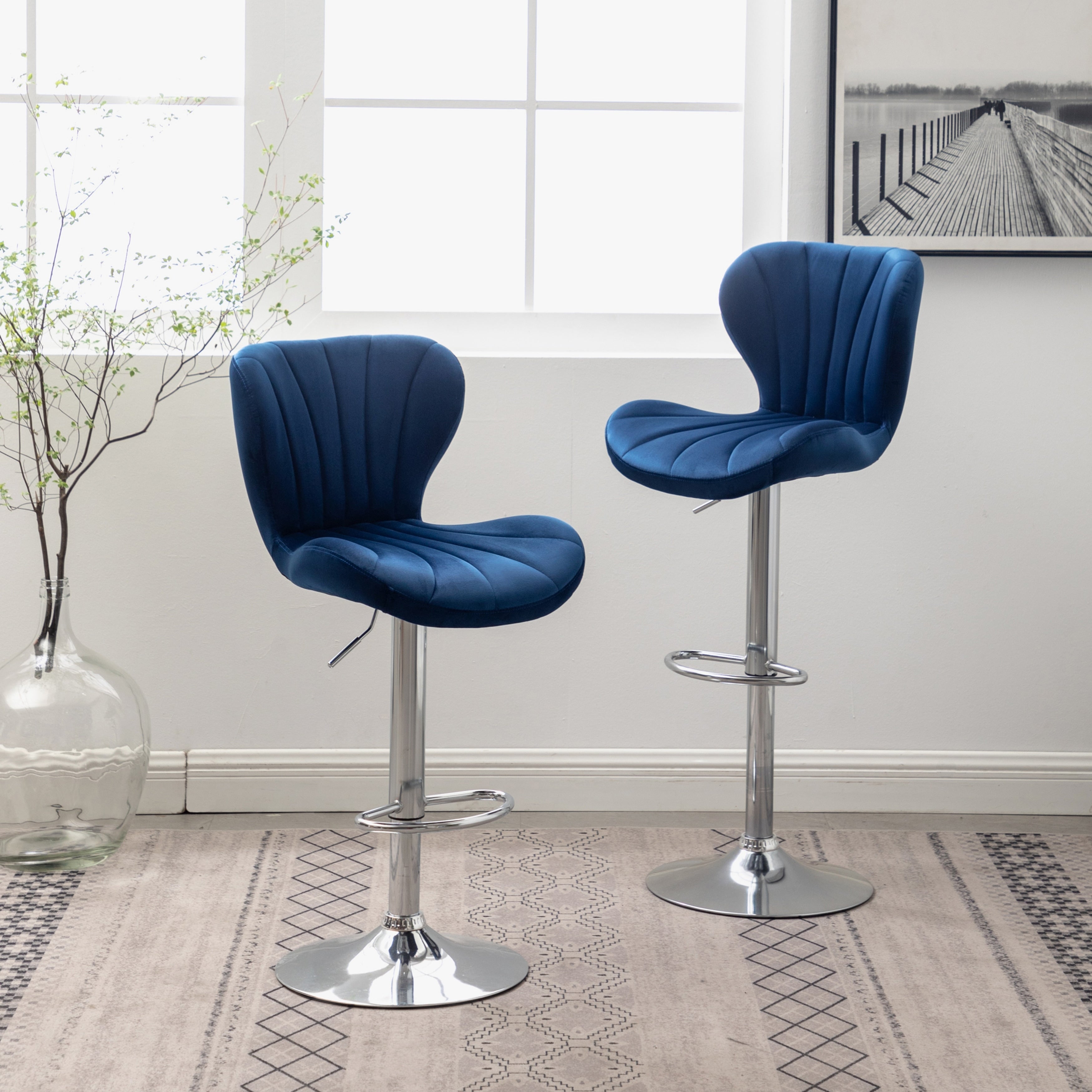 Ellston Upholstered Adjustable Swivel Barstools Set Of 2