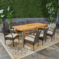 Elmar Outdoor 9 Piece Wood And Wicker Expandable Dining Set By Christopher Knight Home