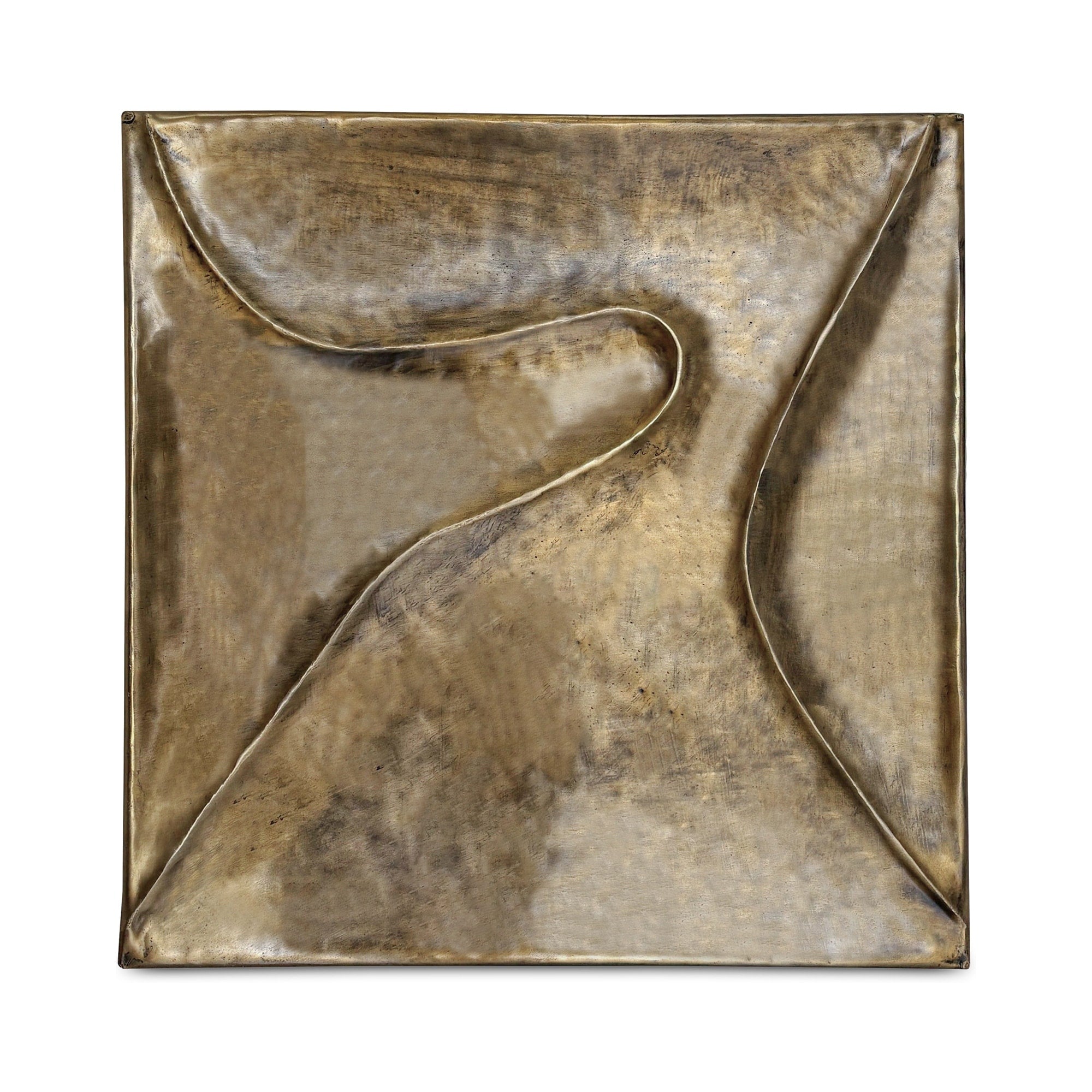 Eloisa Wall Sculpture Iron Rippled Folds Evolving Patina Finish Aged Brass