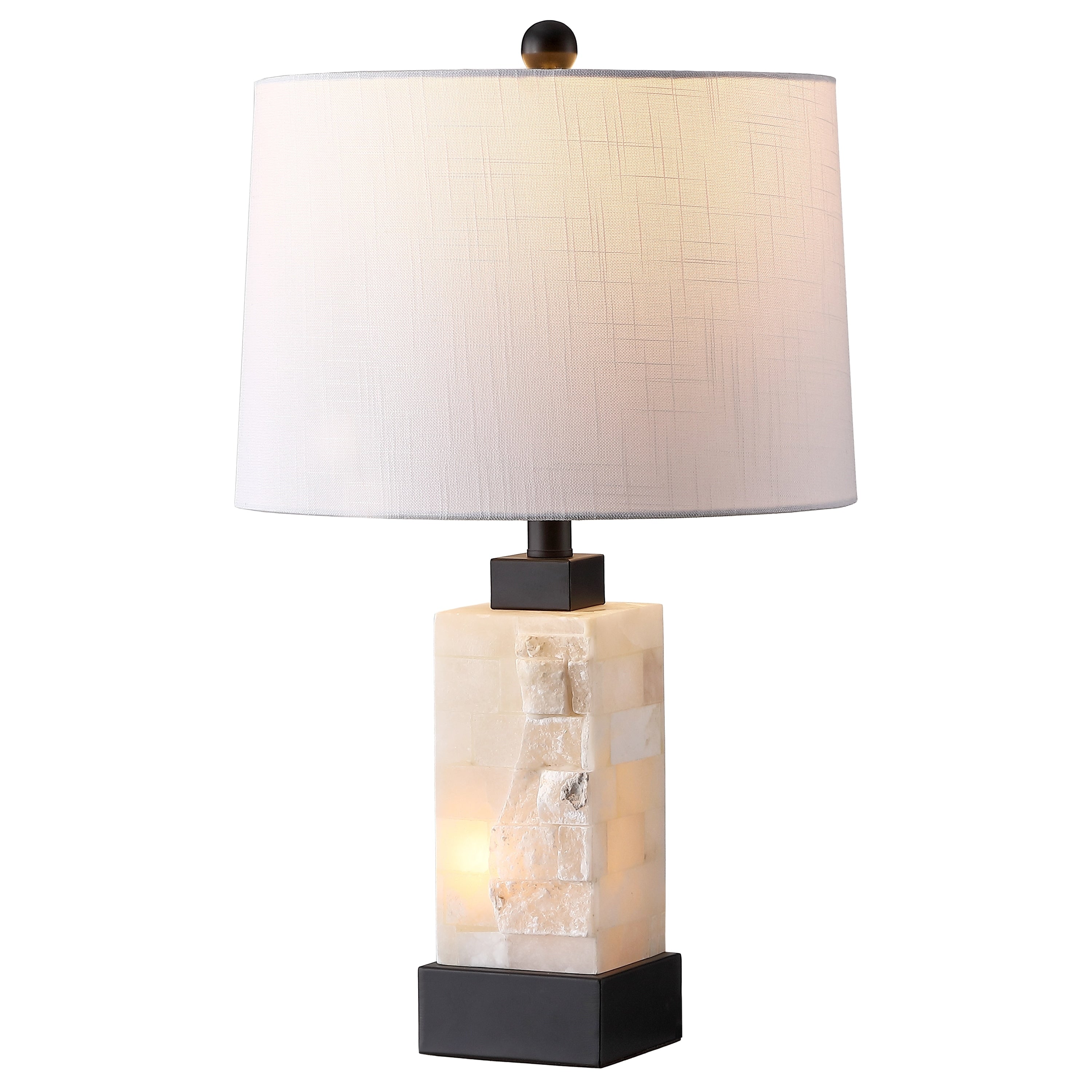 Eloise 23 Coastal Glam Rectangular Alabaster Metal Led Table Lamp With Nightlight Base