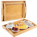 Elora Set Of 2 Handcrafted Nesting Bamboo Serving Trays With Handles