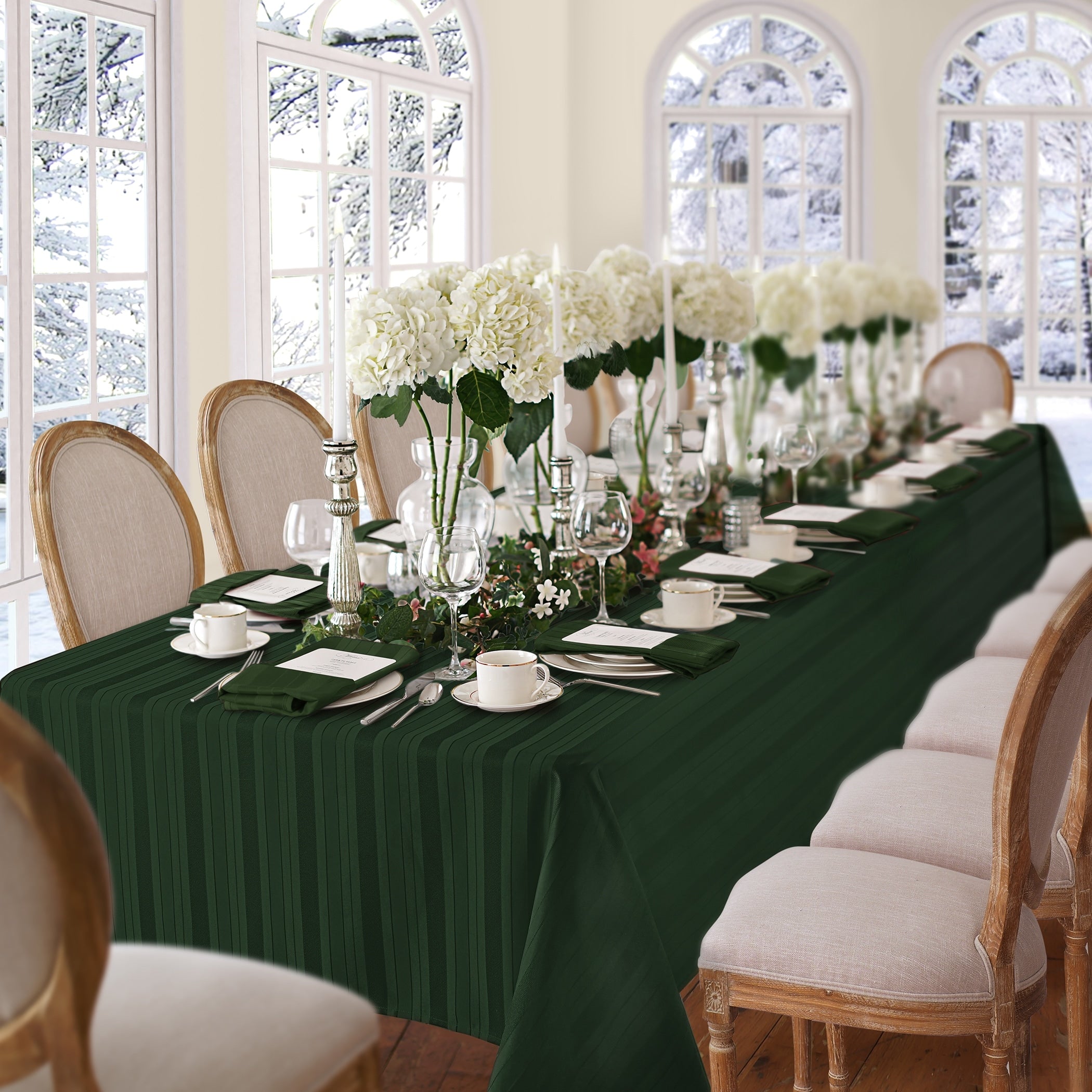 Elrene Denley Stripe Damask Fabric Tablecloth