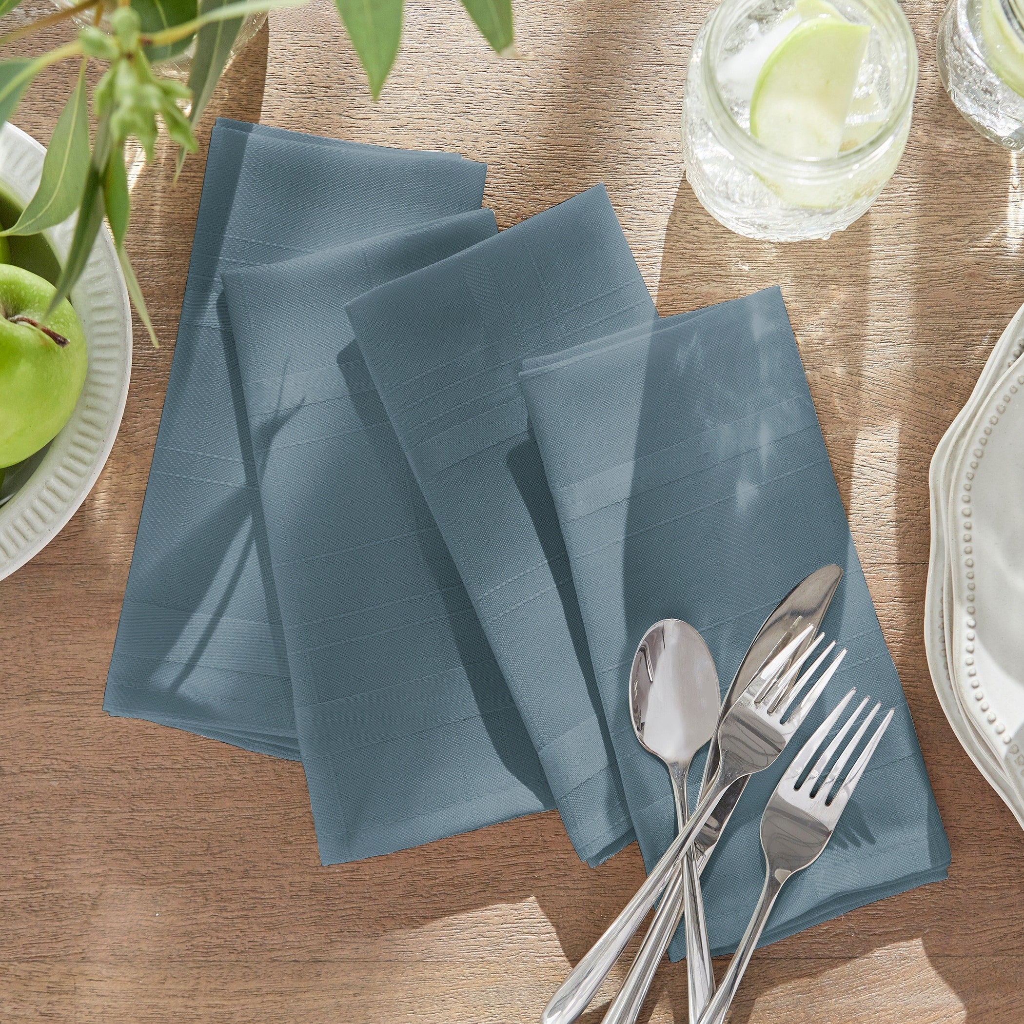 Elrene Elegance Plaid Damask Fabric Set Of 4 Napkins