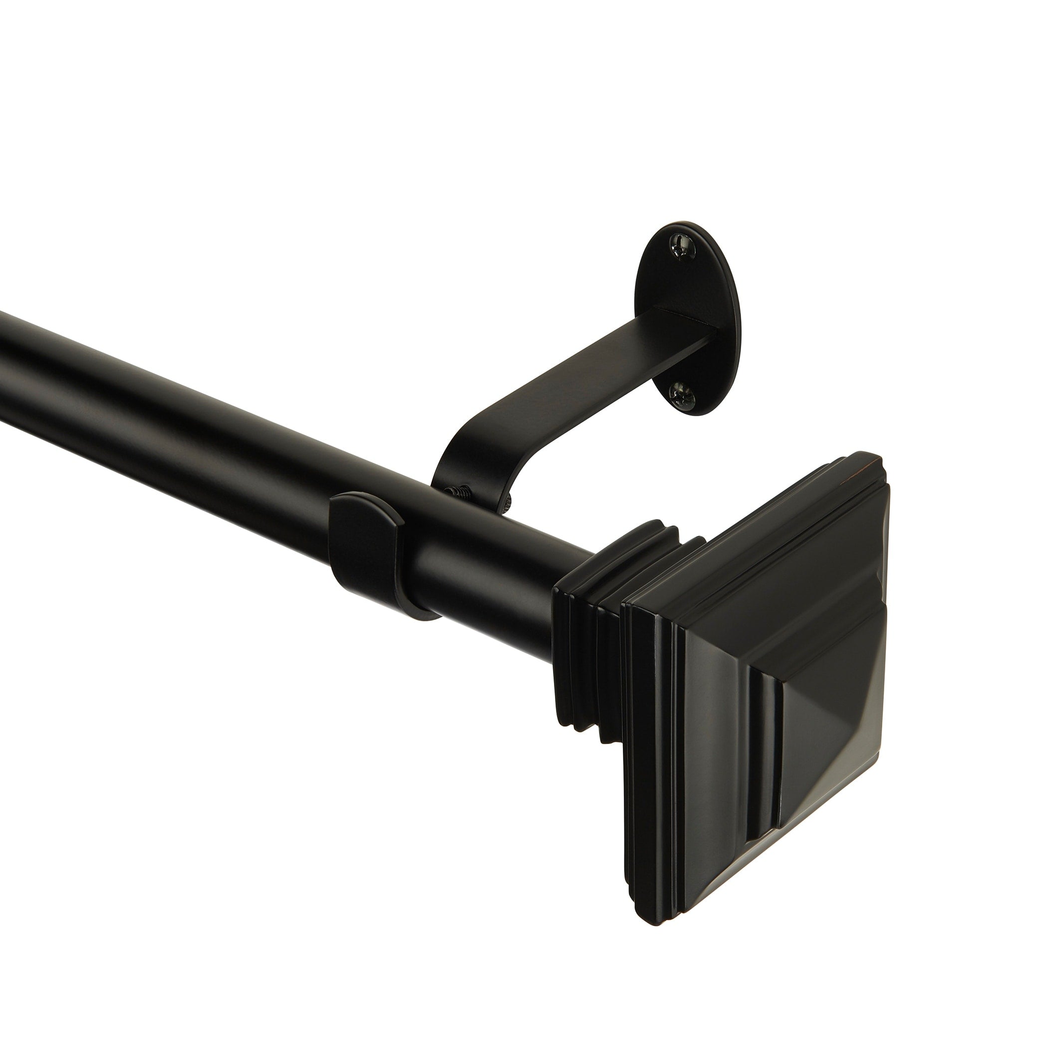 Elrene Florence Window Curtain Rod And Stacked Squares Shaped Finial