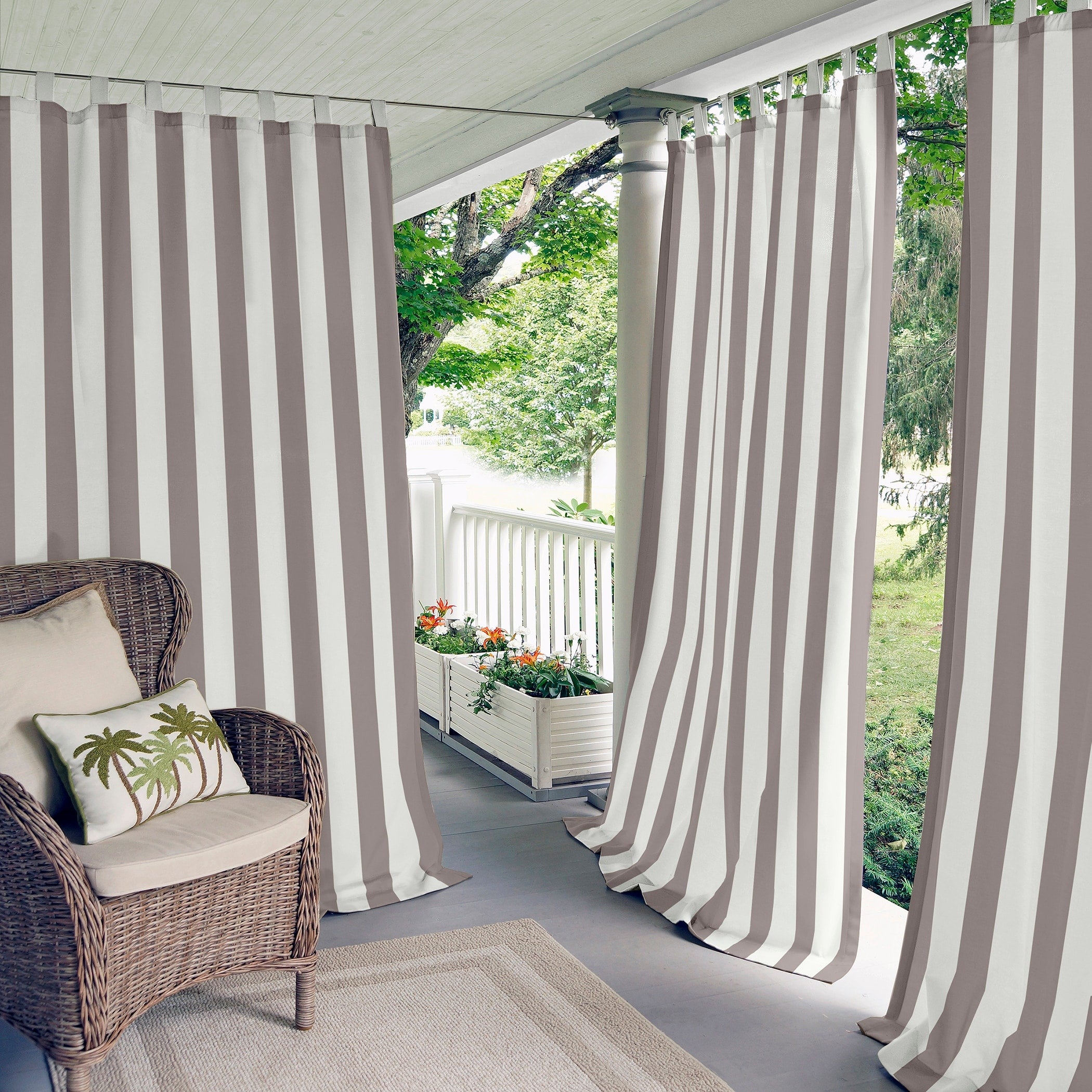 Elrene Highland Stripe Indoor Outdoor Curtain Panel