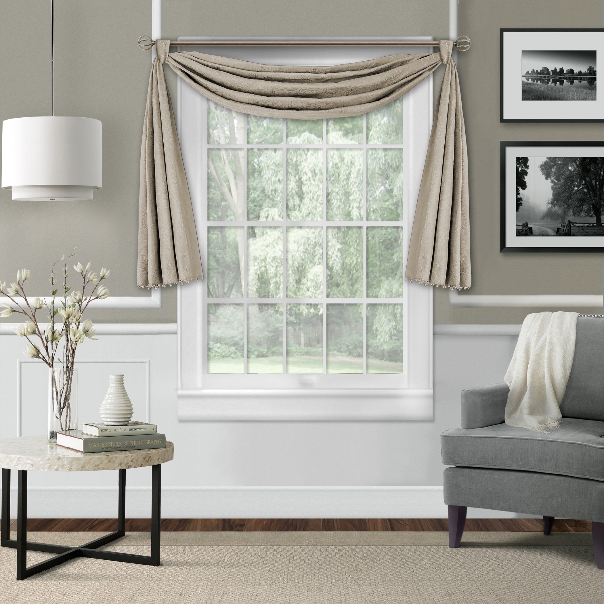 Elrene Leila Matelasse Beaded Window Valance