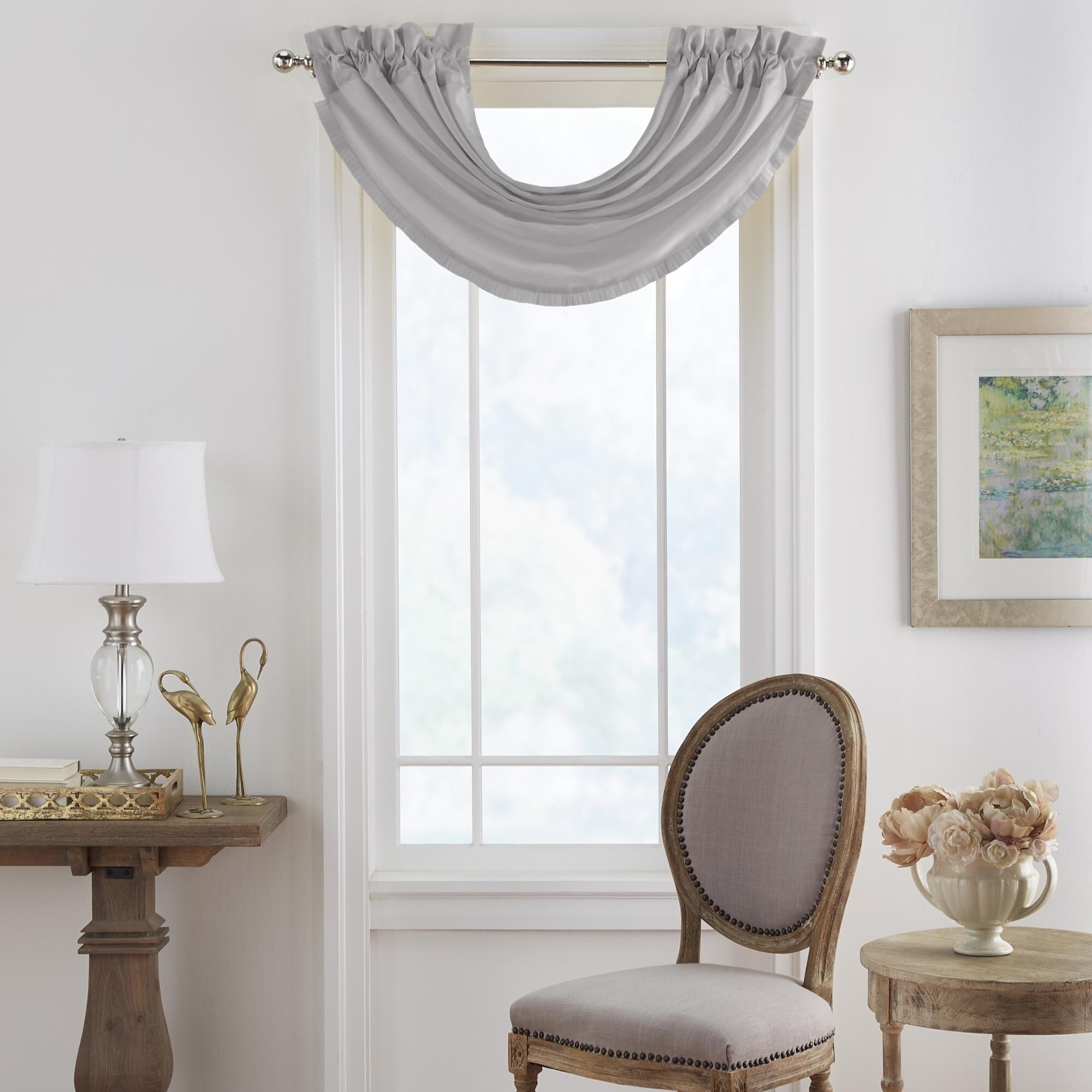 Elrene Versailles Faux Silk Waterfall Window Valance