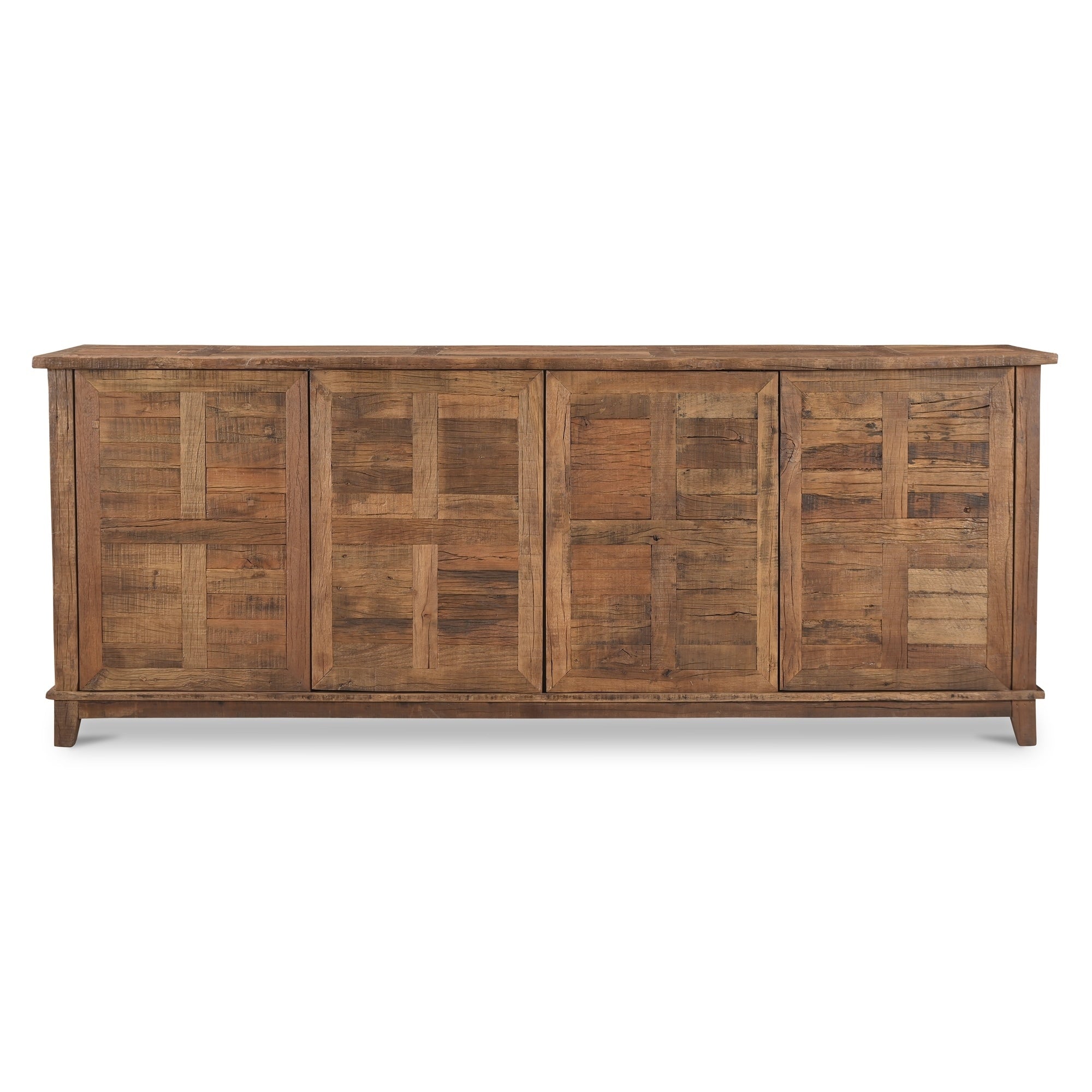 Elrican Sideboard Reclaimed Railway Sleeper Wood Soft Close Drawers Media Cable Management Brown