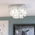 Vaxcel Elsa Capiz Shell 16 Square Flush Mount Satin Nickel