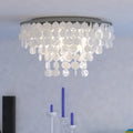 Vaxcel Elsa Capiz Shell 24 Flush Mount Satin Nickel