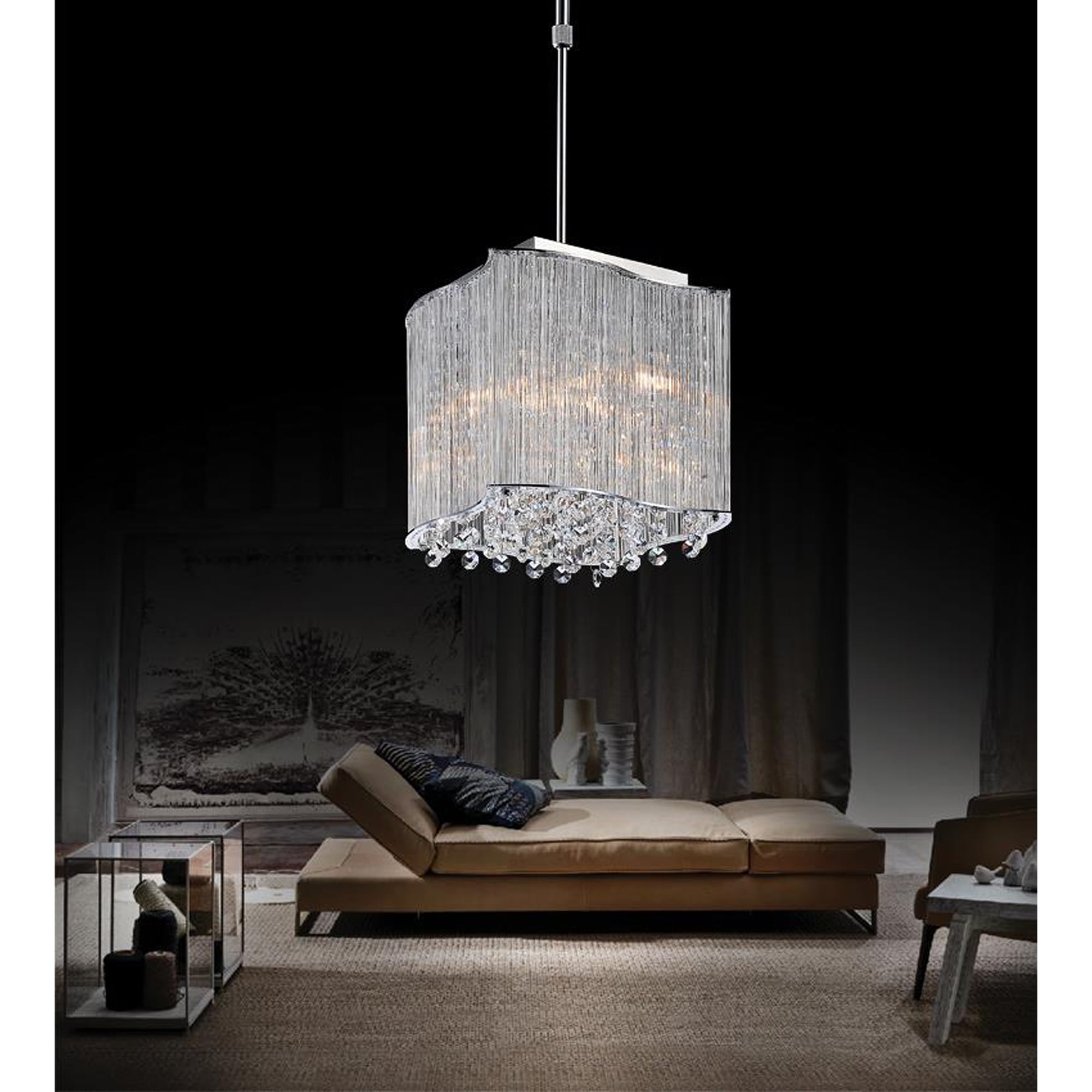 Silver Orchid Blue 3 Light Mini Pendant With Chrome Finish