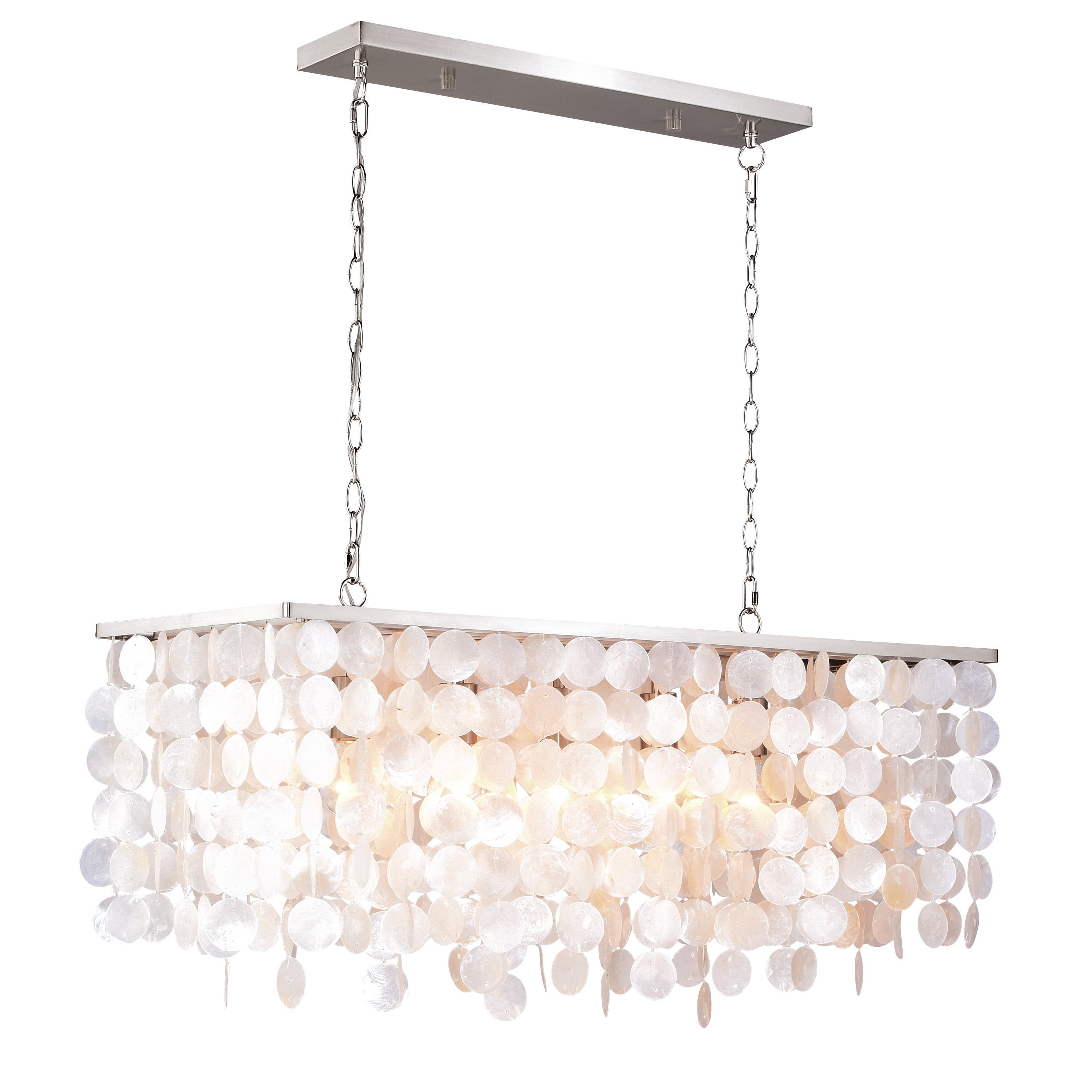 Vaxcel Elsa Capiz Shell 36 Rectangular Pendant Satin Nickel