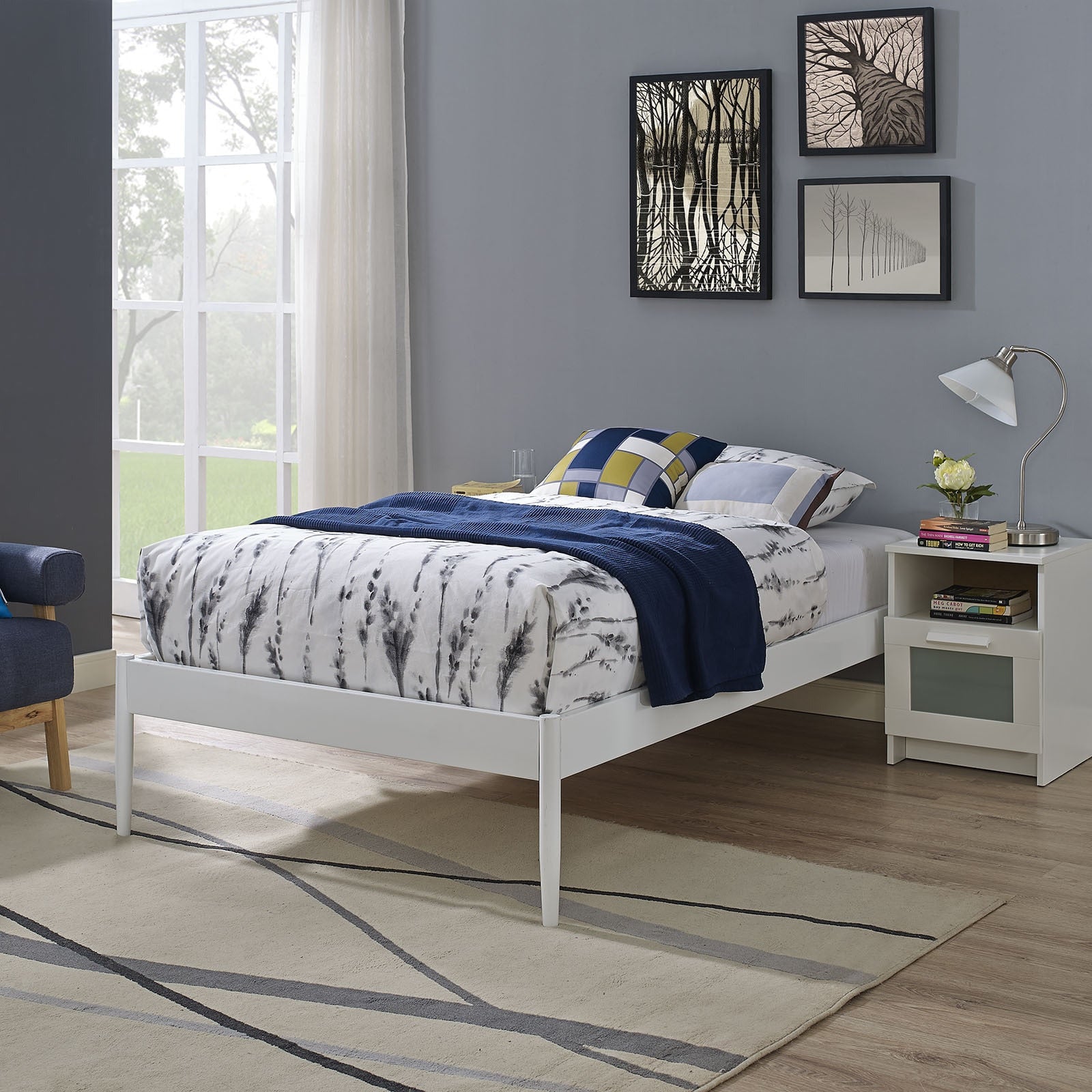 Elsie Fabric Bed Frame In White