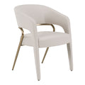 Elson Modern Off White Fabric Antique Brass Dining Chair