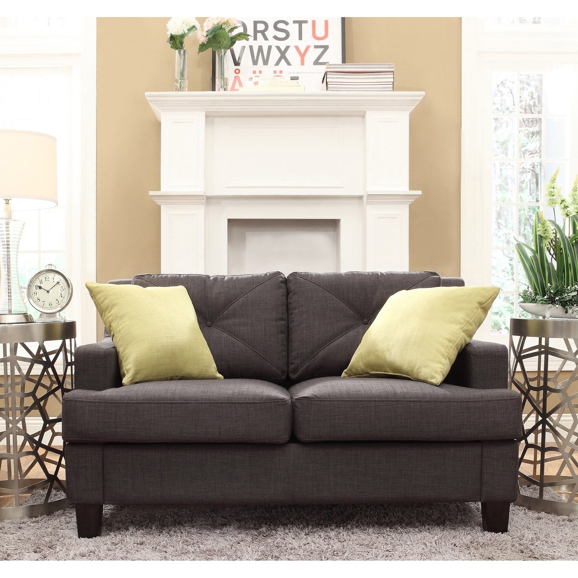 Elston Linen Sloped Track Loveseat Inspire Q Modern