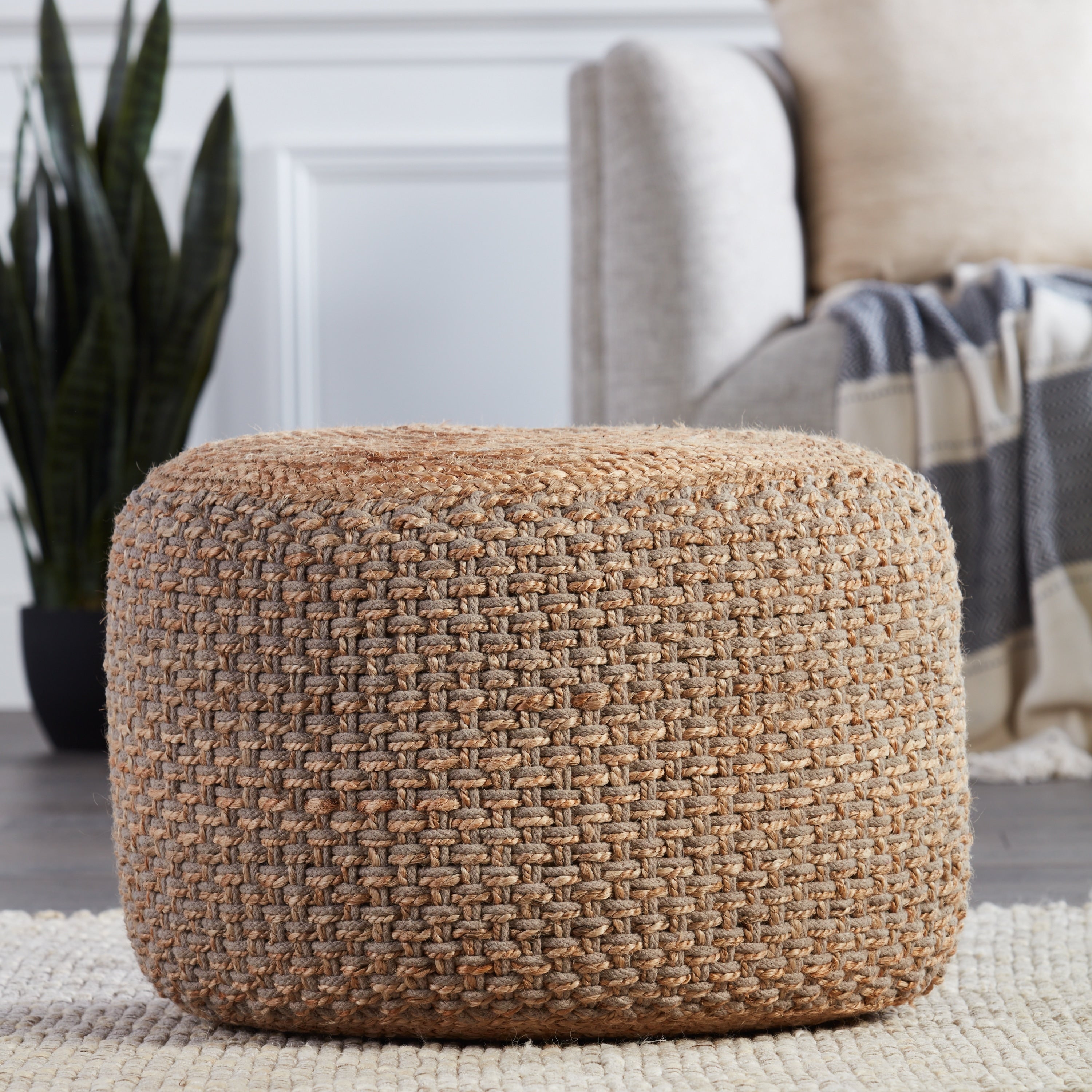 Elston Trellis Cylinder Pouf