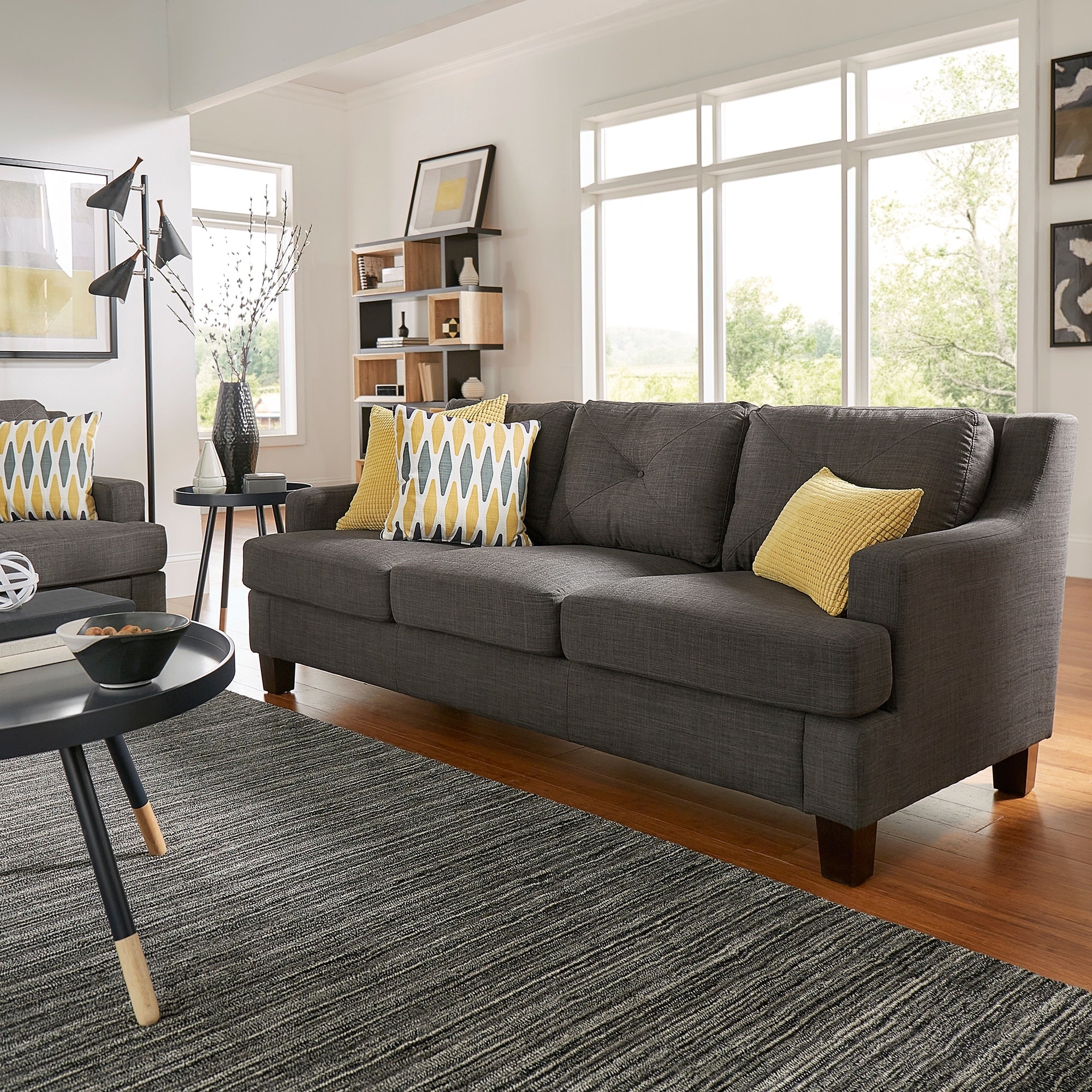 Elston Linen Tufted Sloped Track Sofa Inspire Q Modern