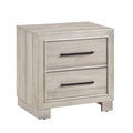 Ely Nightstand 2 Drawers With Antique Brass Long Handles Gray
