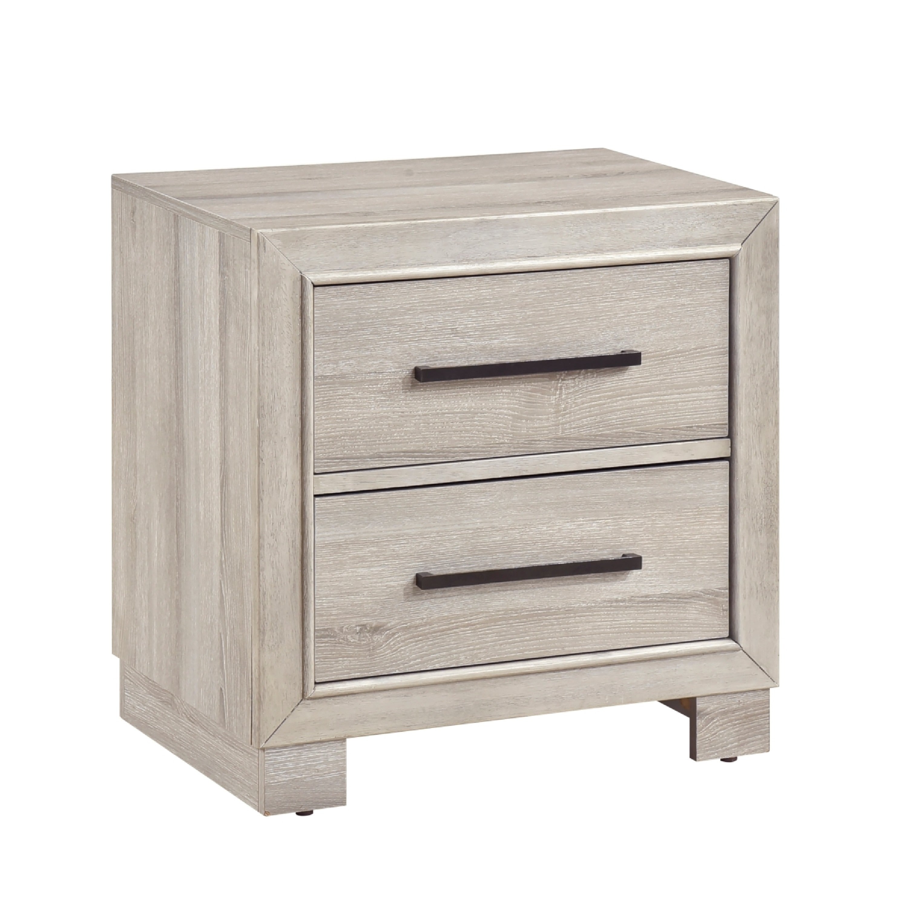 Ely Nightstand 2 Drawers With Antique Brass Long Handles Gray