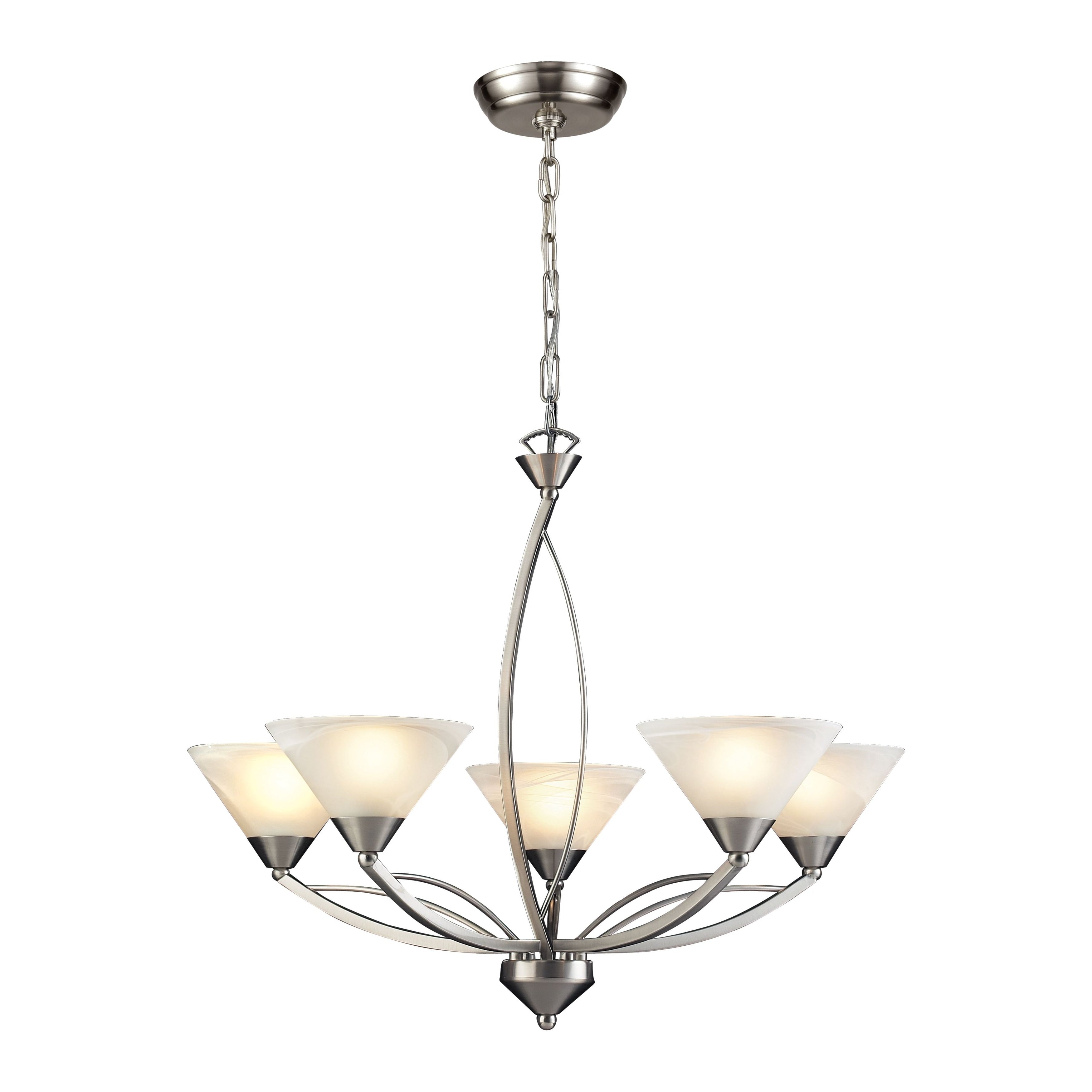 Elysburg 28 Inch Wide 5 Light Chandelier In Satin Nickel 28In W X 28In D X 23In H
