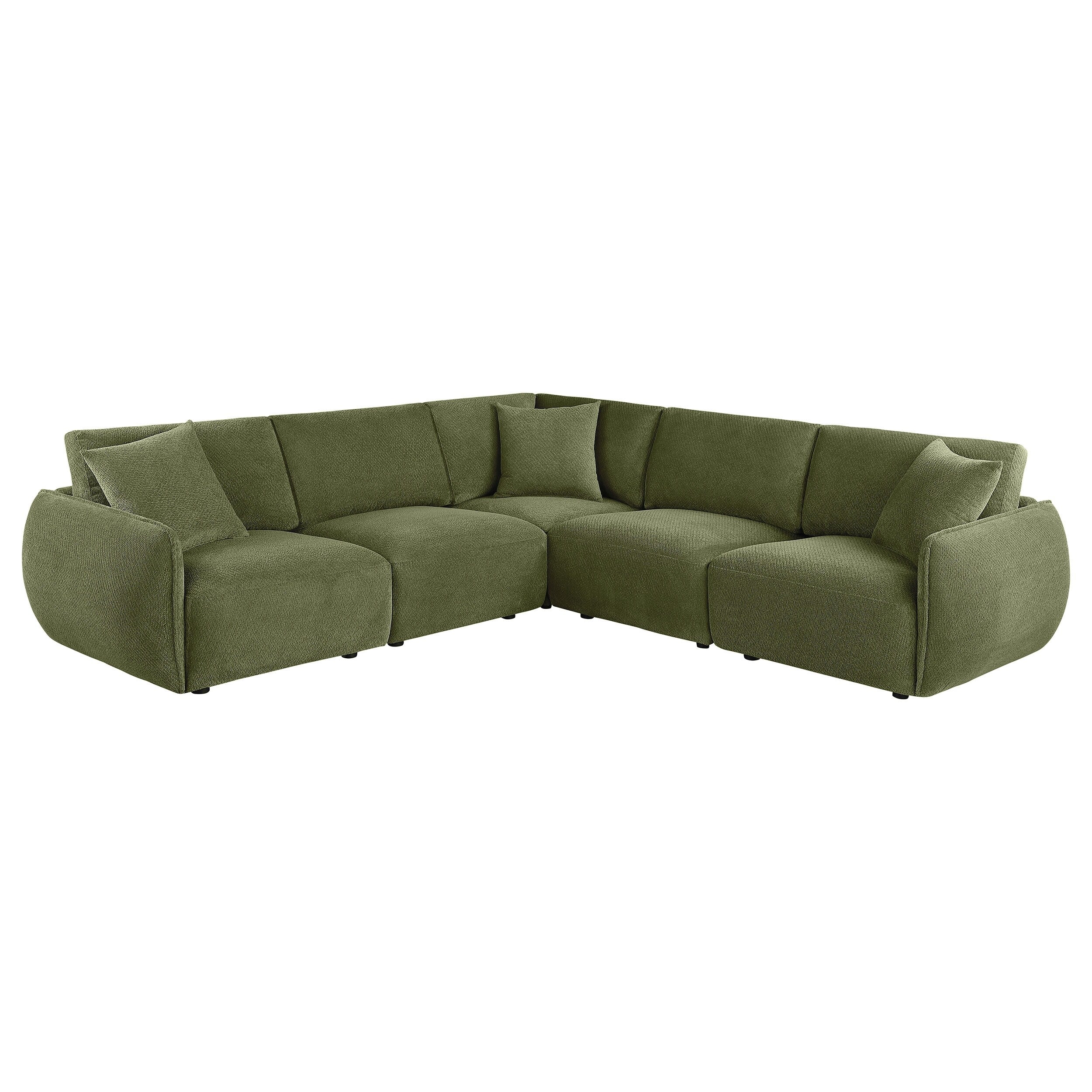 Elysia 5 Piece Chenille Upholstered Modular Sectional Sofa