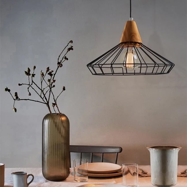 Elysian 1 Light Black Edison Chandelier With Bulb