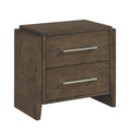 Ema Nightstand 2 Drawers With Chrome Handles Dark Walnut Brown