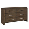 Ema Wide Dresser 6 Drawers With Chrome Handles Dark Walnut Brown