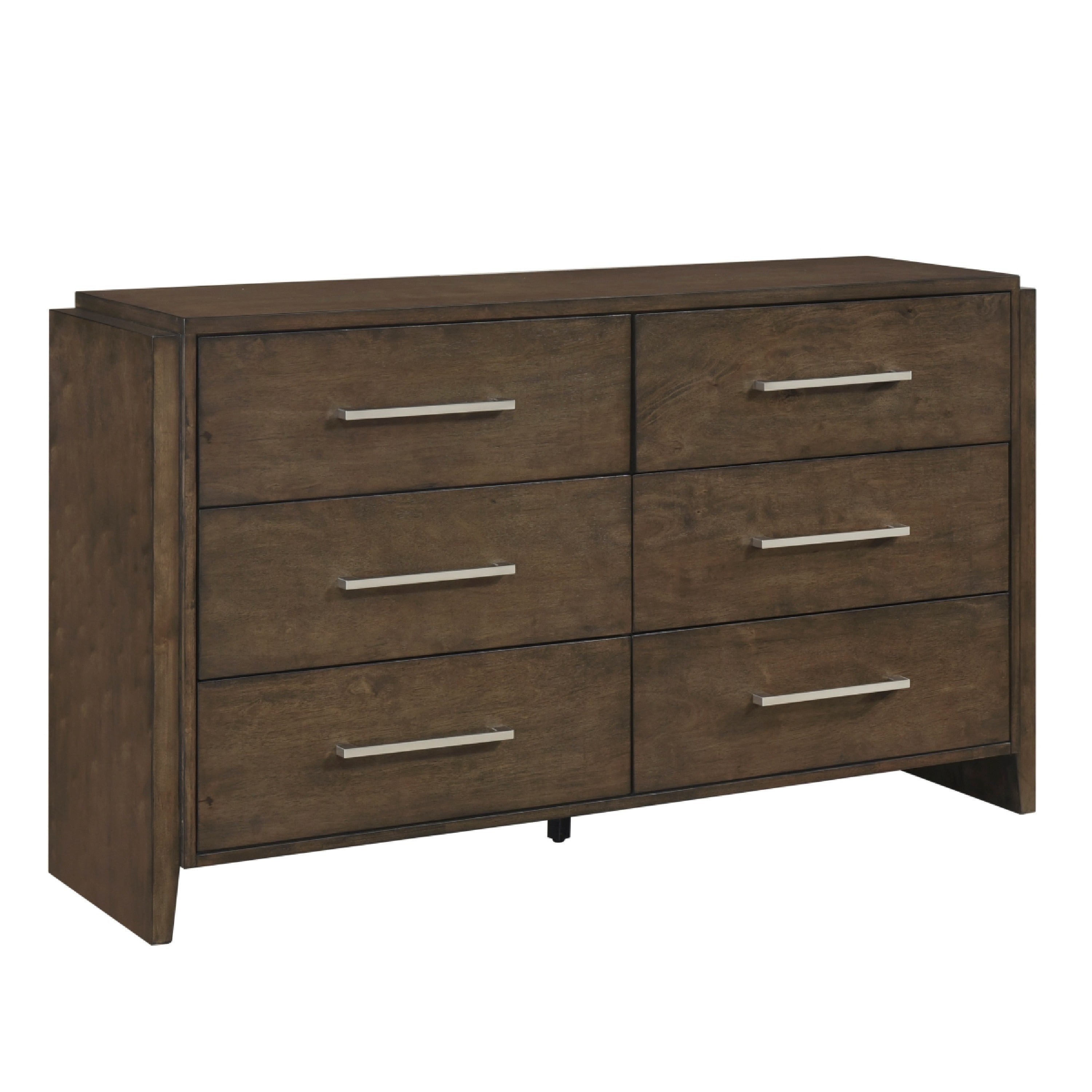 Ema Wide Dresser 6 Drawers With Chrome Handles Dark Walnut Brown