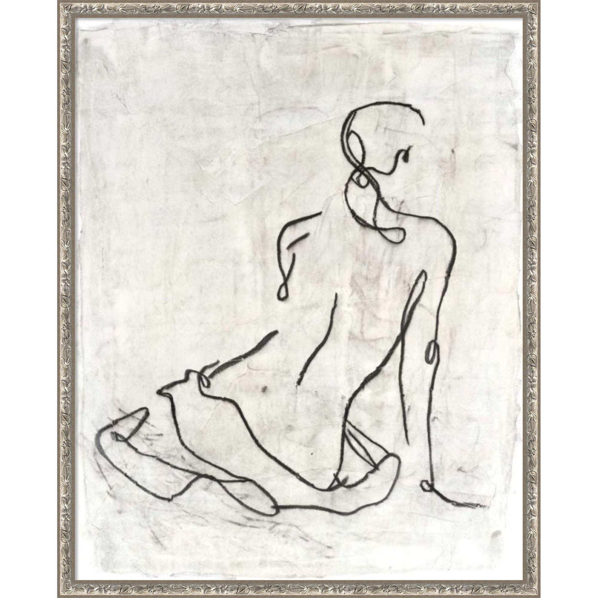 Embellished Gestural Contour I Nude By Ethan Harper Framed Mounted Canvas Wall Art Print
