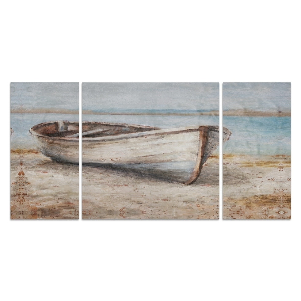 Embellished Whitewashed Boat A Premium Multi Piece Art Available In 3 Sizes