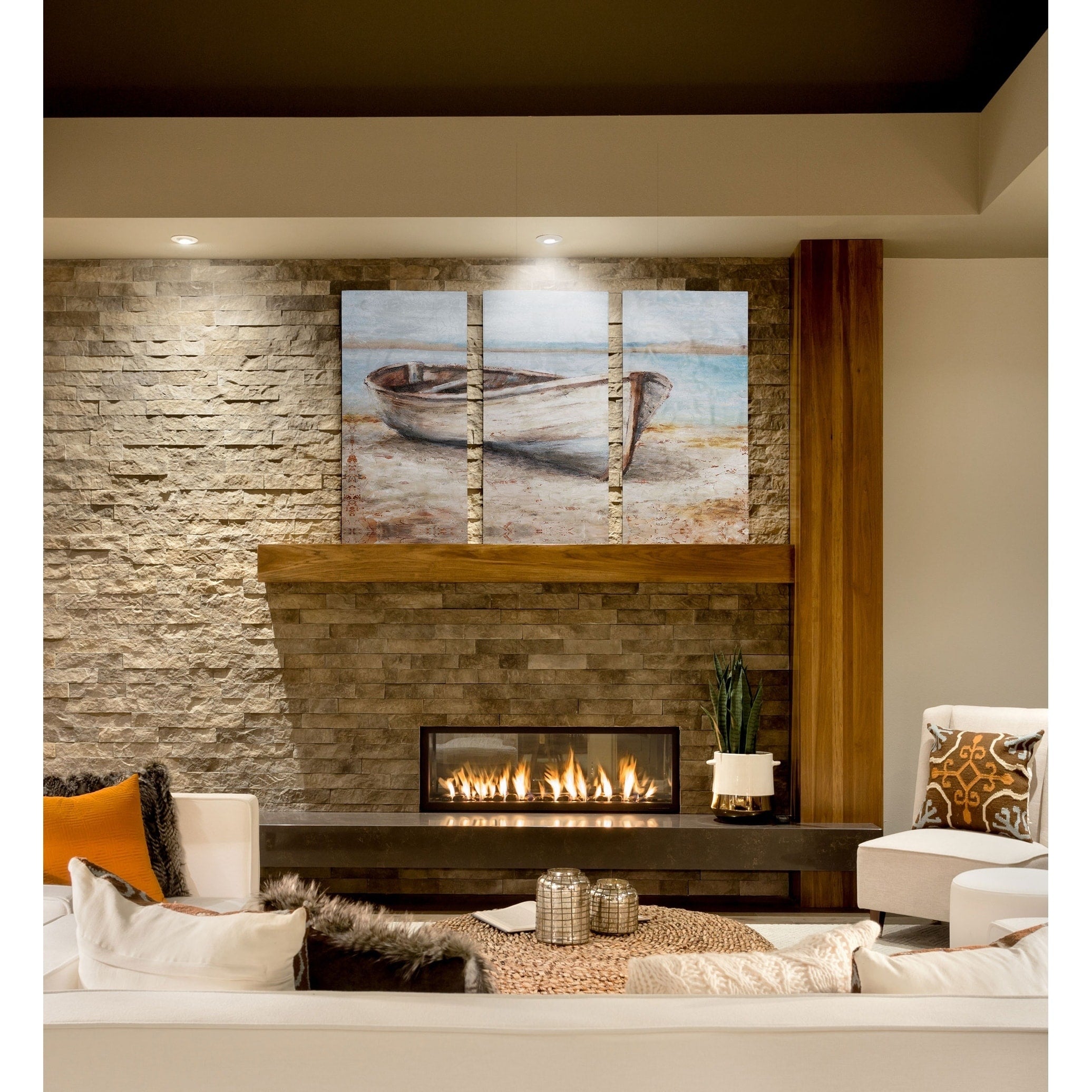 Embellished Whitewashed Boat A Premium Multi Piece Art Available In 3 Sizes