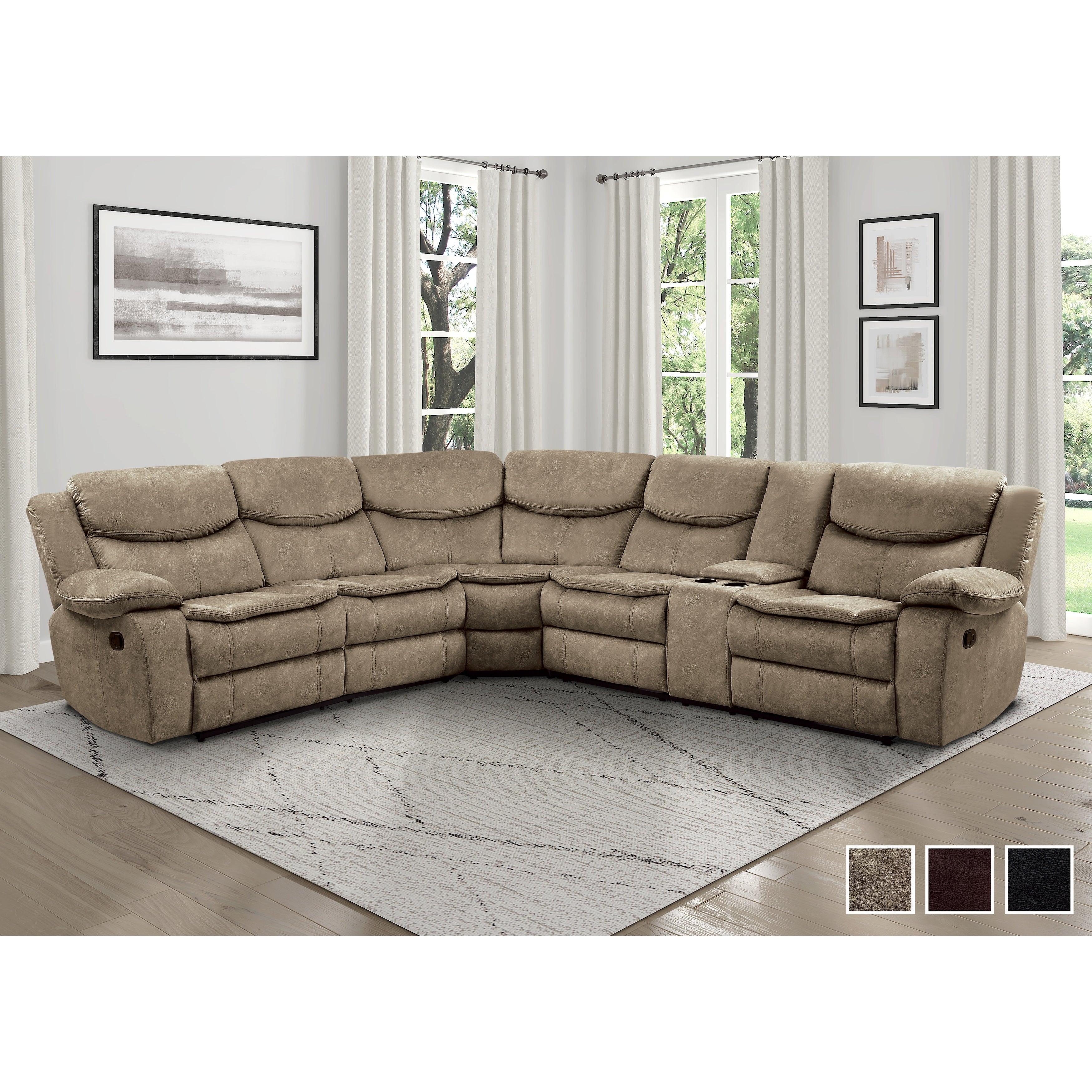 Ember Reclining Sectional Sofa With Right Console