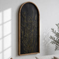 Embossed Black Gold Arched Floral Wall Art 3D Metal Framed Botanical Coastal Boho Decor For Living Room Bedroom Bathroom