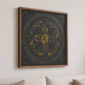 Embossed Black Gold Medallion Wall Art 3D Metal Framed Square Boho Coastal Farmhouse Decor For Living Room Bedroom
