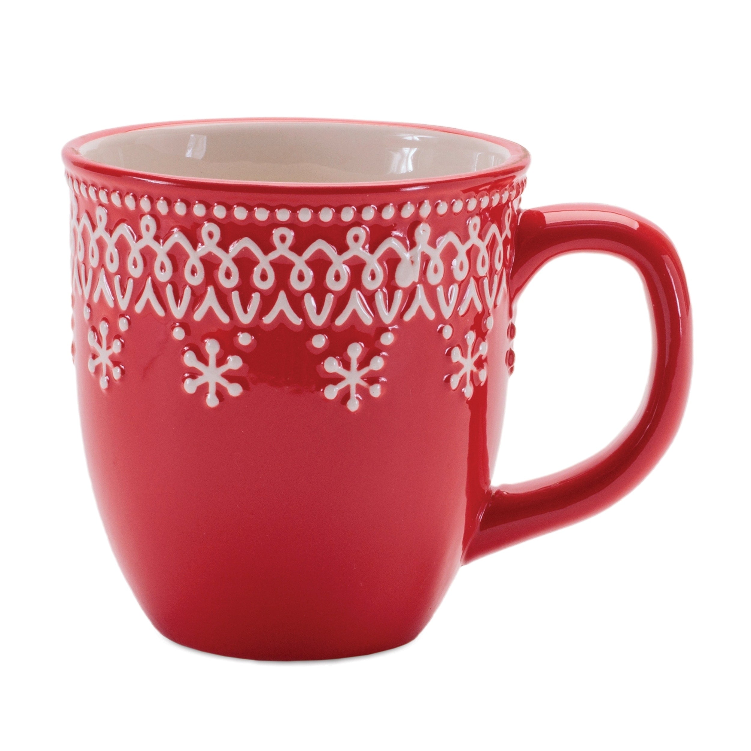 Embossed Ceramic Snowflake Mug Set Of 6