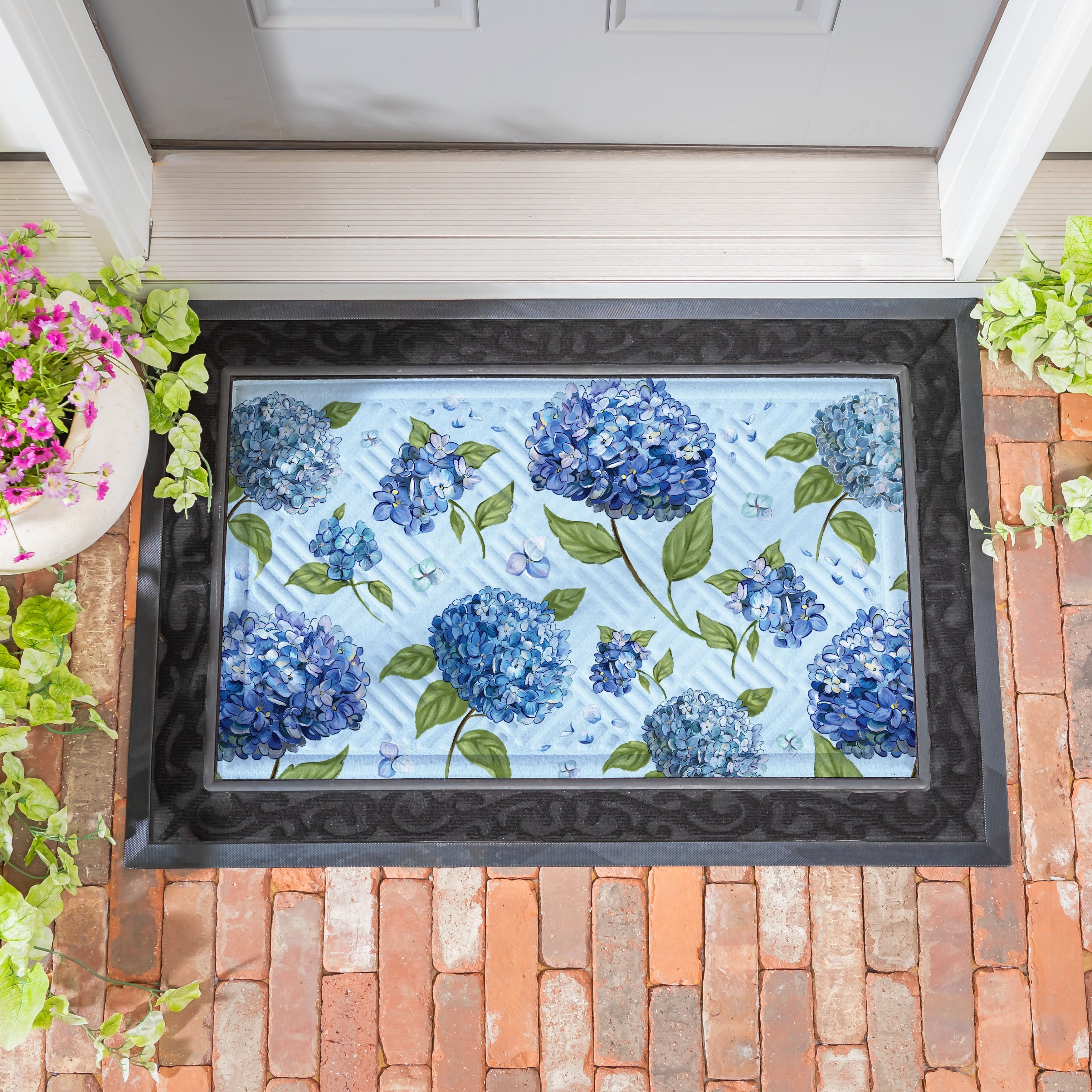 Embossed Door Mat Hydrangea Haven Bright 30 X 18