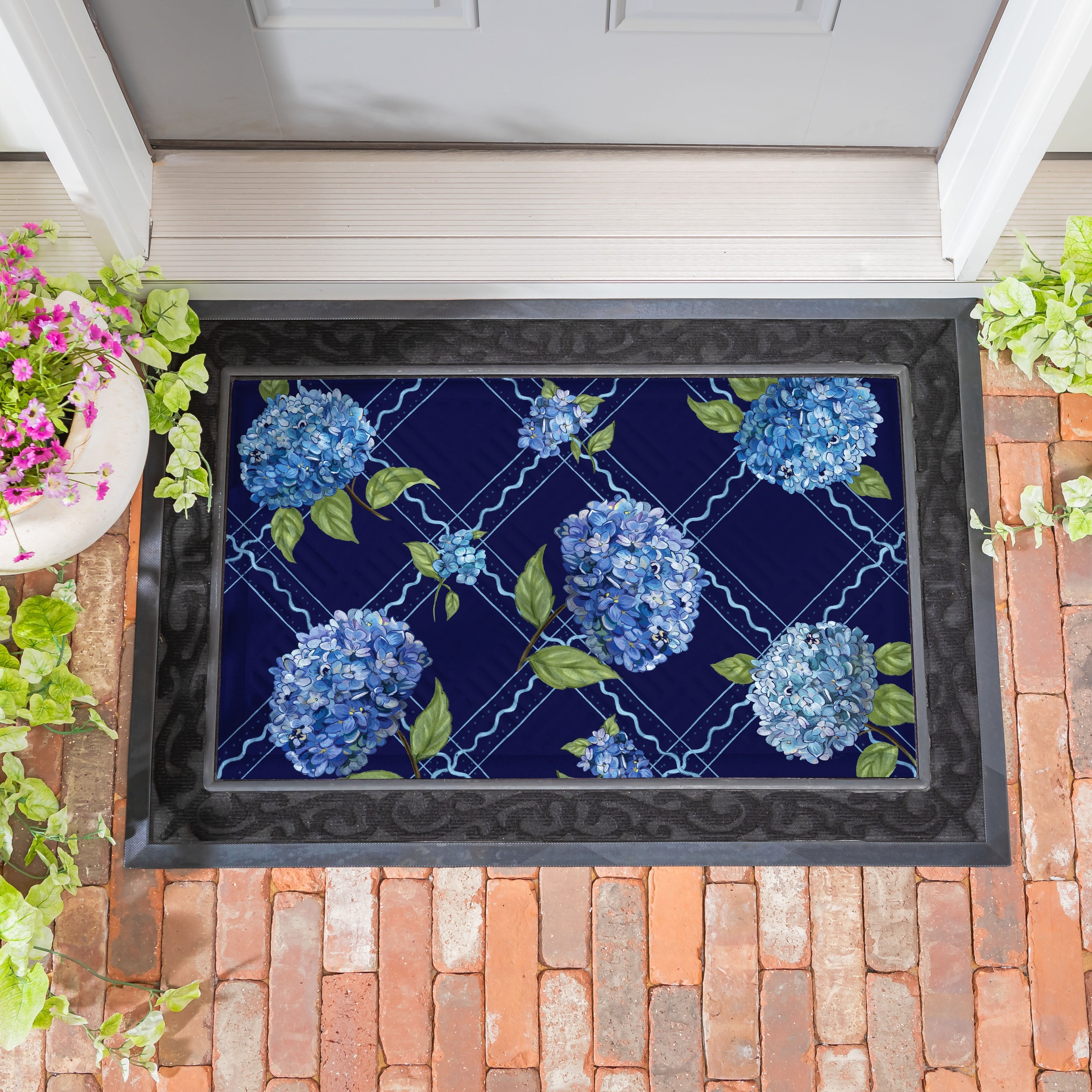 Embossed Door Mat Hydrangea Haven Lattice 30 X 18