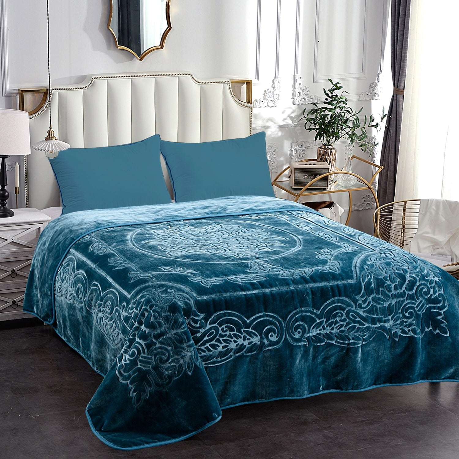 Embossed Floral Bed Blanket 85 X95 9Lbs