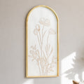 Embossed White Gold Arched Floral Wall Art 3D Metal Framed Botanical Coastal Boho Decor For Living Room Bedroom Bathroom