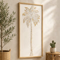 Embossed White Gold Palm Tree Wall Art 3D Metal Framed Coastal Boho Botanical Decor For Living Room Bathroom Bedroom