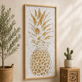 Embossed White Gold Pineapple Wall Art 3D Metal Framed Tropical Coastal Boho Decor For Living Room Bedroom Bathroom
