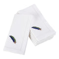 Embroidered Blue Feather Hemstitched Cotton Napkin Set Of 6
